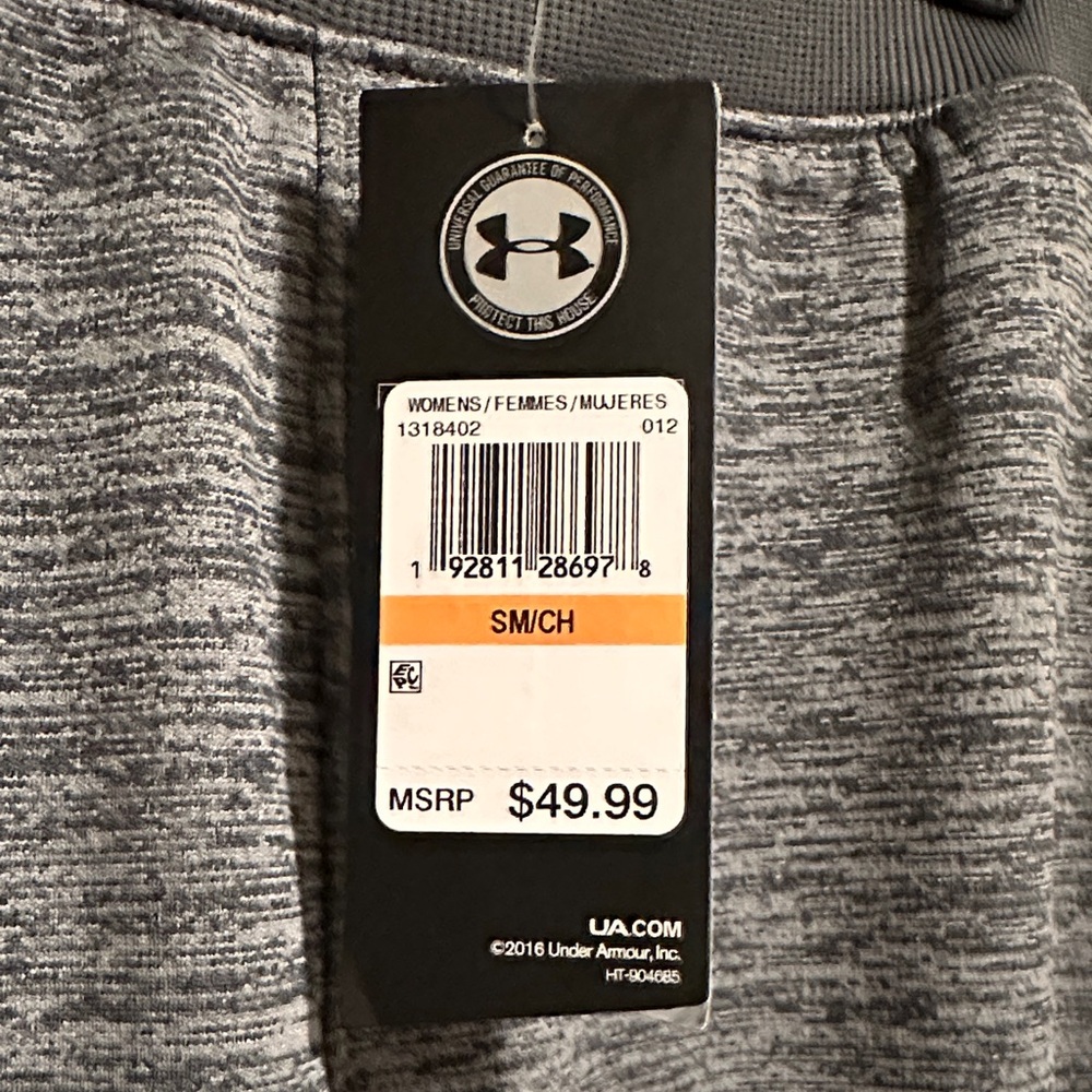 NWT. Women’s small Under Armour Gray Track Pants. Cold gear. - Picture 3 of 5